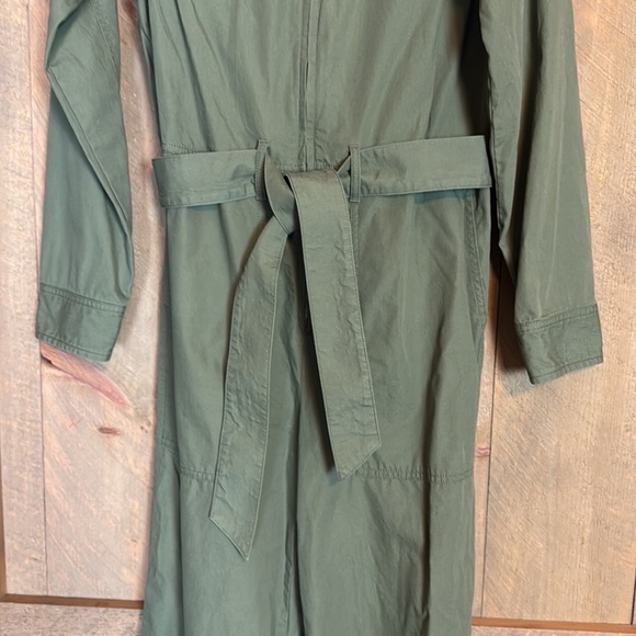 Banana Republic army green flight jacket jumpsuit Organic cotton Size 6 Tall - Picture 9 of 13